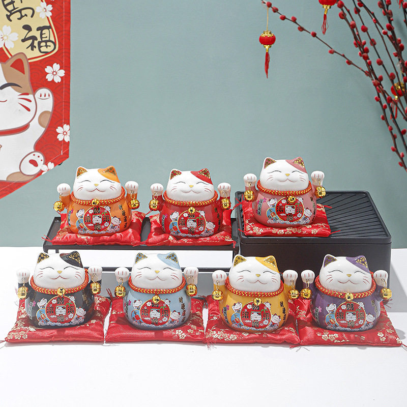 招财猫陶瓷家居摆件创意日式发财猫小存钱罐店铺开业活动礼品