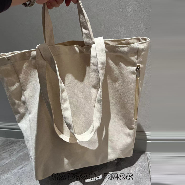 （外贸出口库存--简单又实用）简约超大素色帆布单肩包通勤托特包