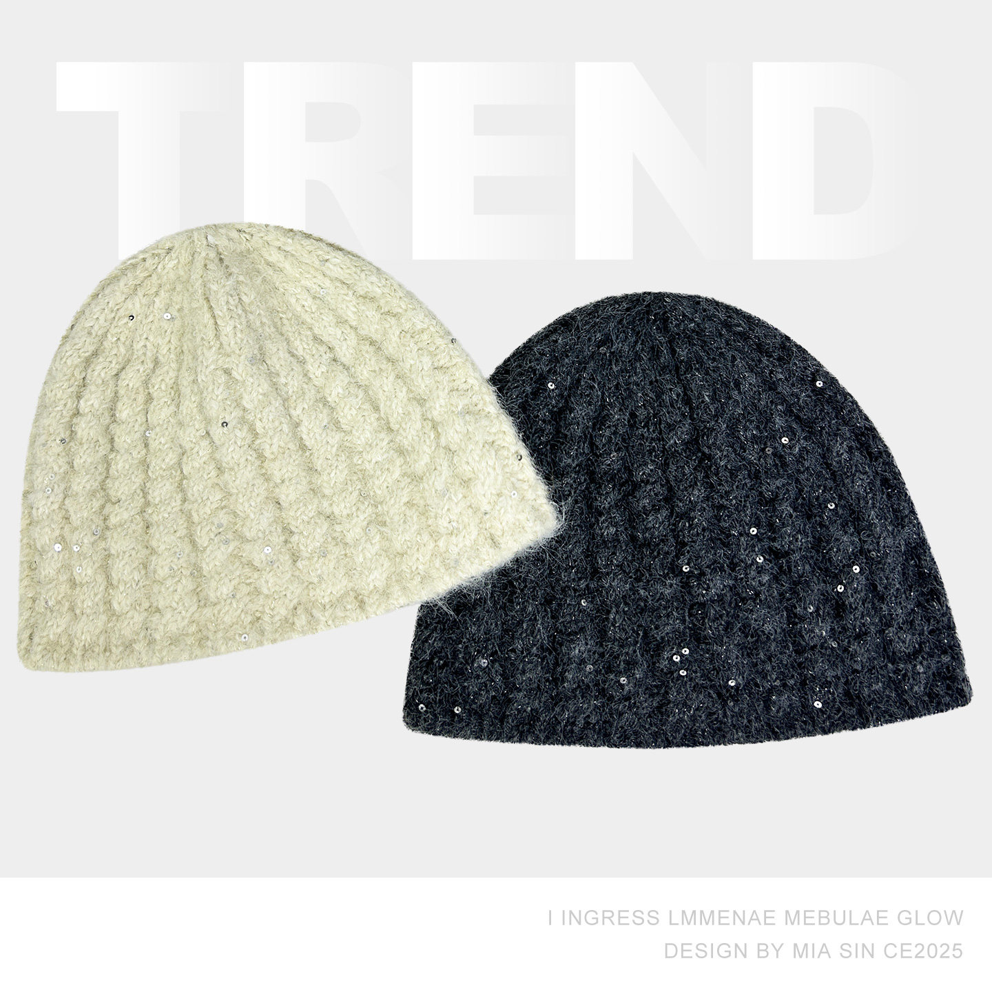 韩国素款亮片秋冬保暖针织帽子女