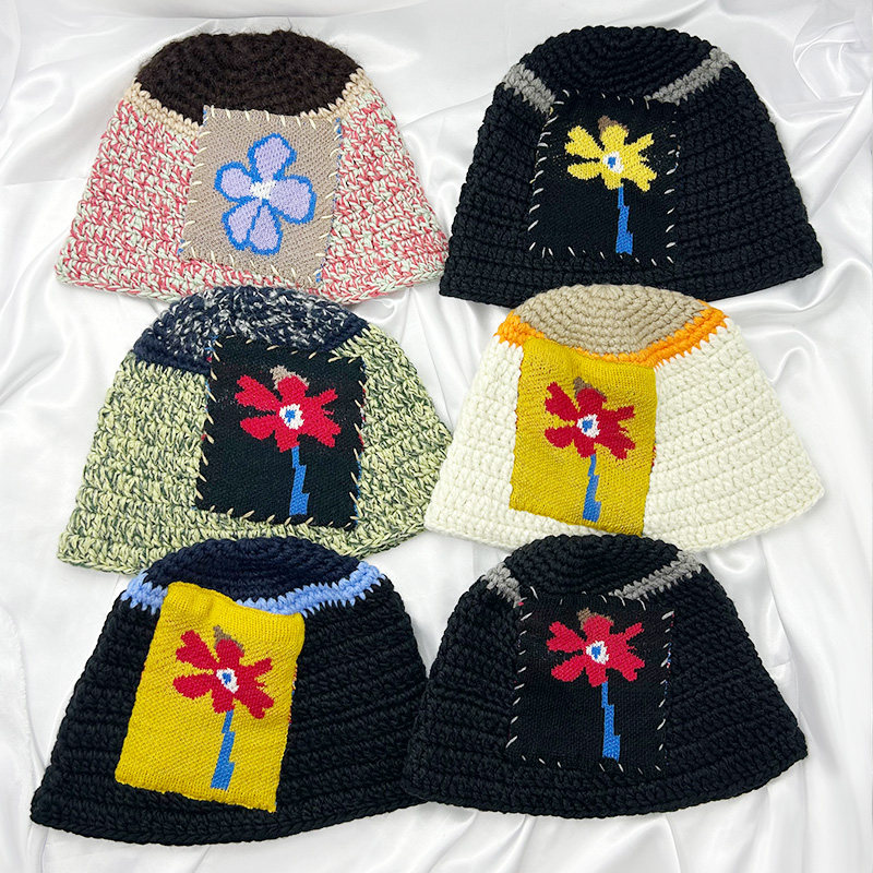 韩国小众布贴涂鸦秋冬情侣渔夫帽