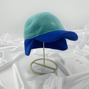 日系护耳摇粒绒棒球帽秋冬保暖御寒雷锋帽拼接休闲鸭舌帽护耳帽子