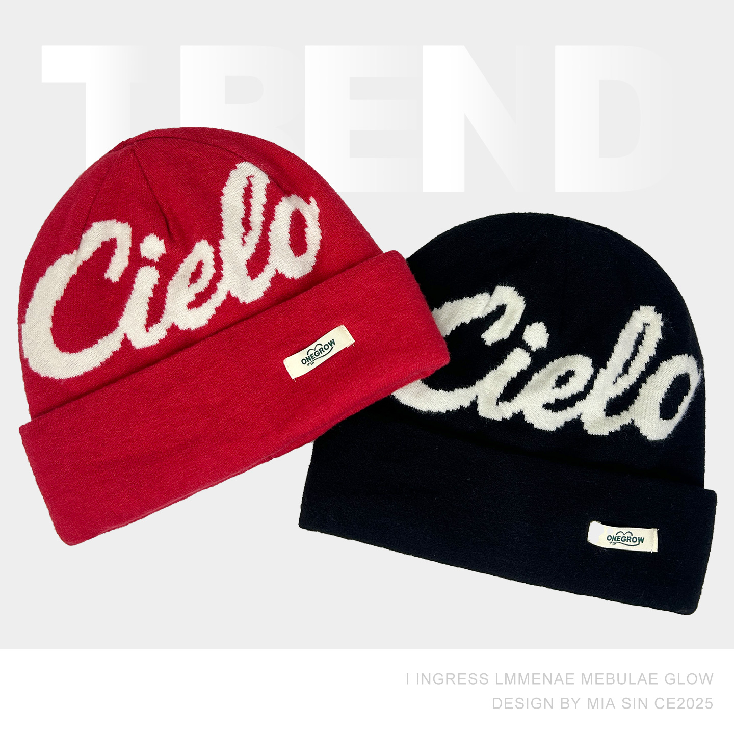 美式提花字母纯棉软糯针织帽子女