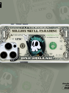 PAPERWORKSLTNC LTNC 骷髅图案双层印刷适用于苹果iPhone15ProMax全包手机壳