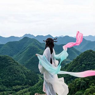 古典舞蹈披帛丝巾汉服绸子飘逸敦煌飘带天女散花飞天舞彩带古风