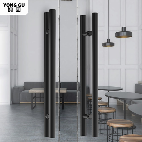 有框玻璃门木门侧装马蹄大拉手