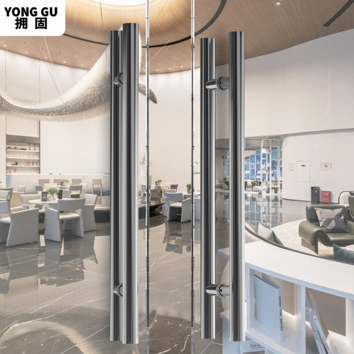 有框玻璃门木门侧装马蹄大拉手