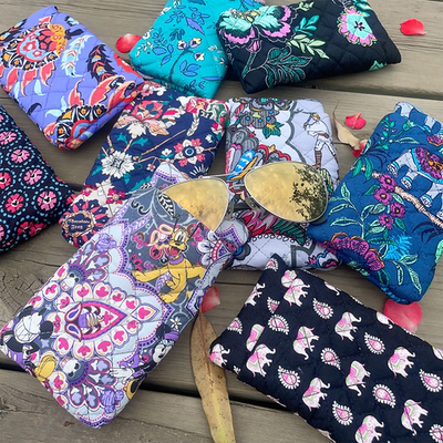 Vera Bradley出口纯原新色碎花双层眼镜包棉布太阳镜收纳包