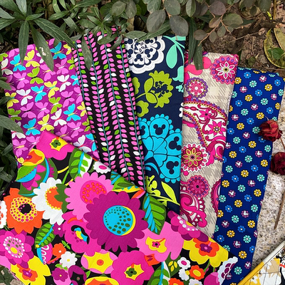 Vera Bradley 限量花色平纹纯棉布料服装DIY面料手工田园印花花布