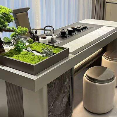 新式禅意白蜡木茶桌椅室组WGN合轻奢中实木茶台休闲 茶烧水体泡茶