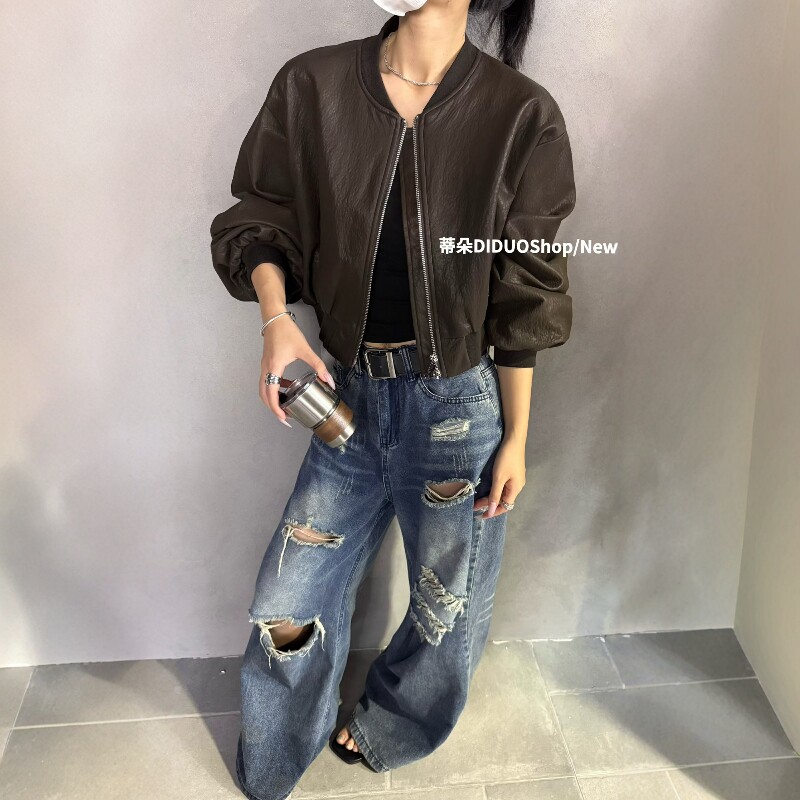 短款皮外套夹克拉链机车服