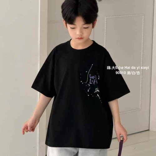 大E小eT恤2026夏季新品男童印花短袖中大童韩版宽松潮半袖t90010