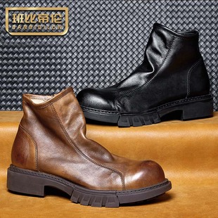 班比帝伦英伦风复古切尔西靴真皮男士马丁靴软皮短靴子头层牛皮鞋