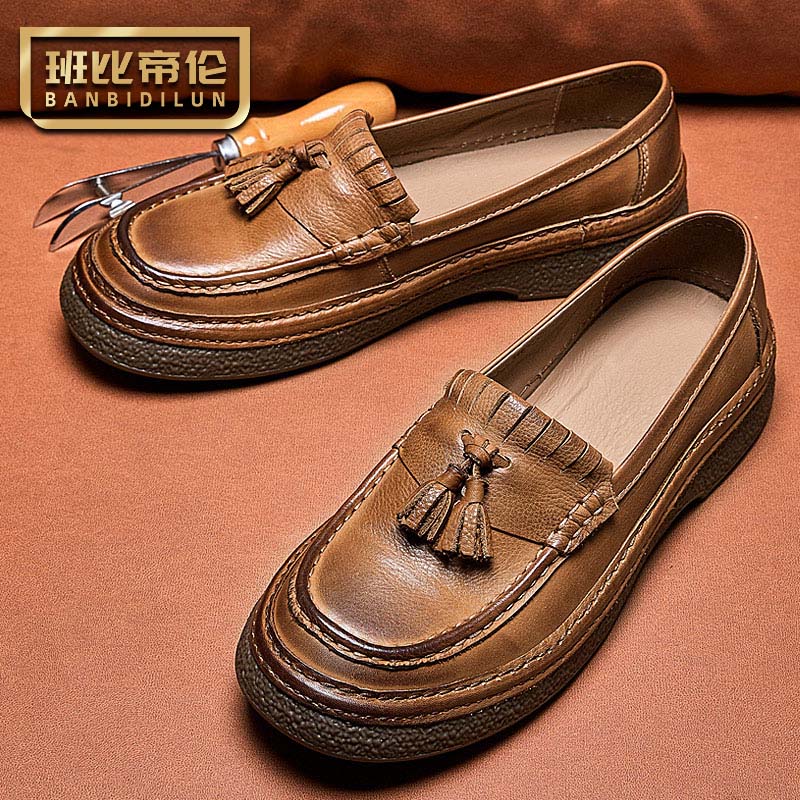 班比帝伦一脚蹬头层牛皮懒人鞋