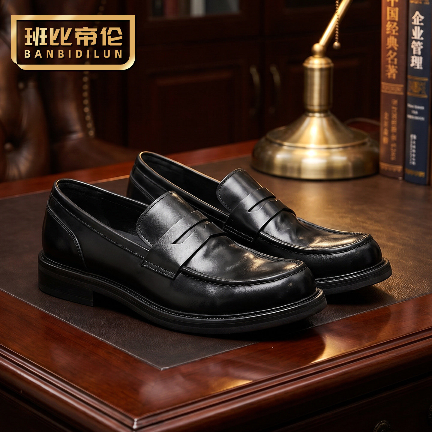 马臀一脚蹬乐福鞋男真皮手工透气英伦复古休闲皮鞋男商务厚底开车