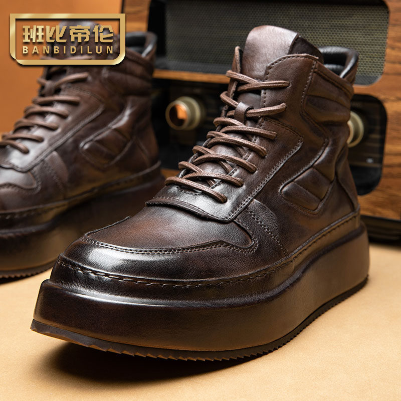 复古马丁靴男真皮包边底2025新款休闲头层牛皮短靴男士手工机车靴
