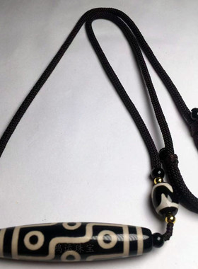 藏传玛瑙九眼天珠吊坠真品亮面九眼天珠项链男女锁骨链毛衣链饰品