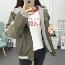 加厚棉服外套女学生短款 棉衣秋季 宽松连帽棒球服 2019新款 春秋韩版