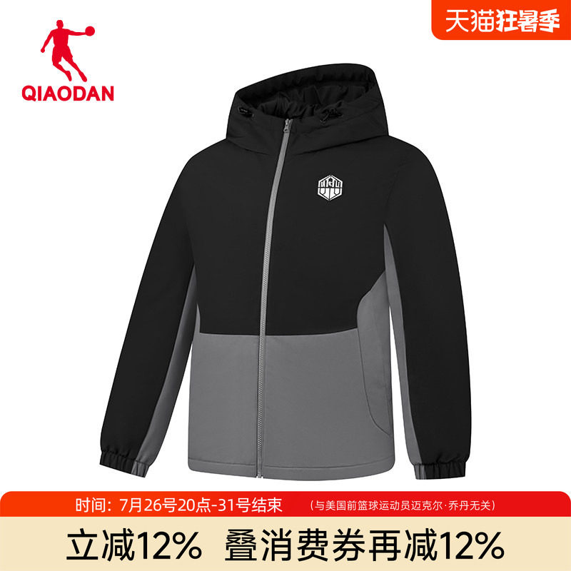 商场同款丨乔丹运动羽绒服棉服男士年冬季新款防风保暖连帽外套黑