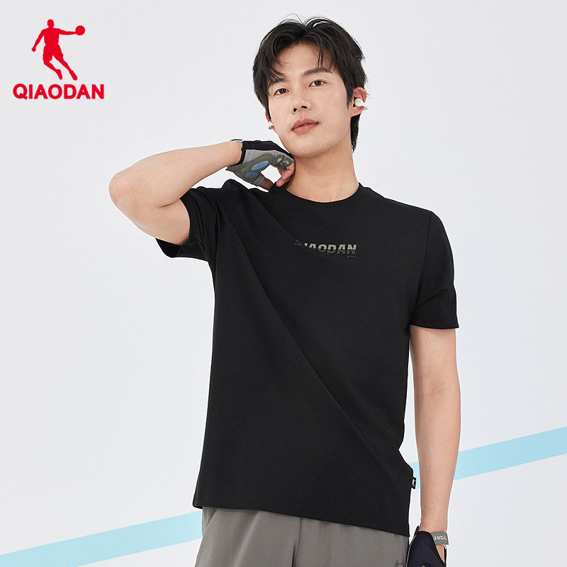 乔丹商场同款冰丝短袖t恤男黑色夏季新款官方正品装QDEHS3262230