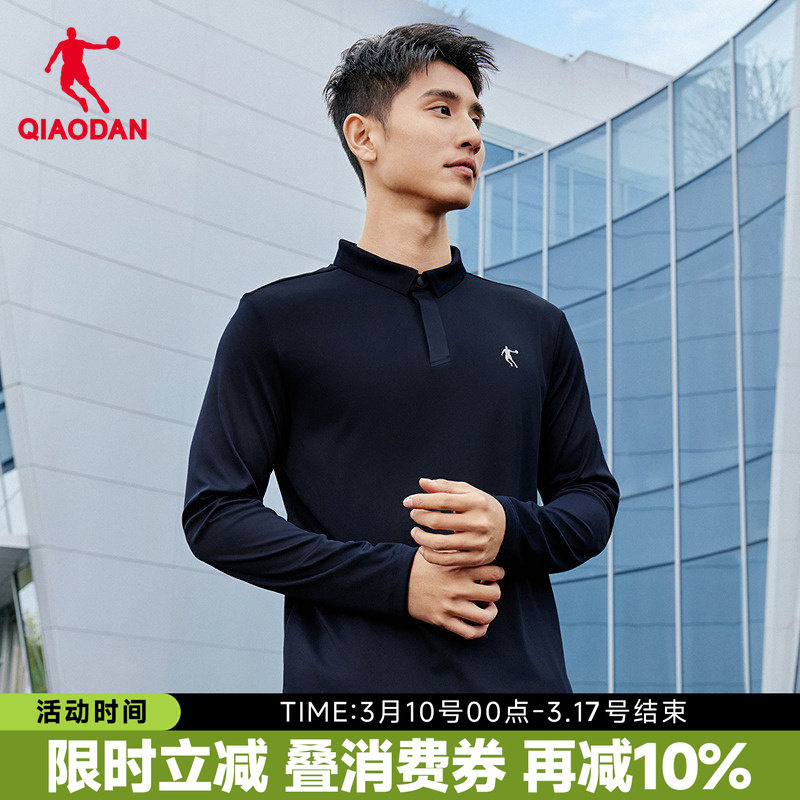 乔丹男士polo衫翻领长袖t恤抗皱2026春春季新款休闲商务宽松上衣