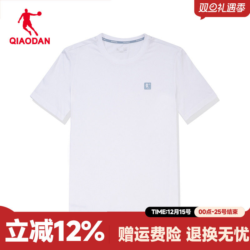 中国乔丹夏装短袖T恤男2025夏季新款宽松圆领休闲上衣纯白色短t装