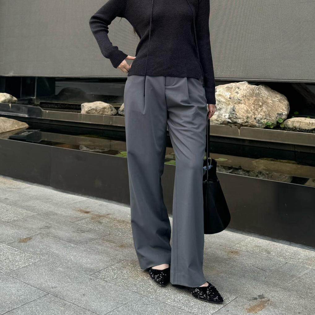 时尚大气灰色女款高级感直筒裤百搭日常通勤宽松韩版显瘦休闲裤