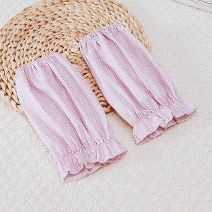 韩系文艺长款袖套薄款格子软棉布柔软女护袖防污套袖成人家务手工