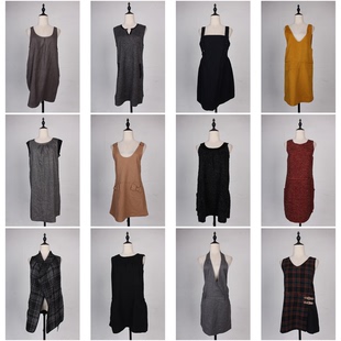 BX39古着vintage日系无袖背心裙通勤文艺复古风毛呢秋冬连衣裙女