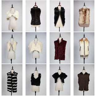 TM463古着vintage日系冬季 保暖中古真皮草兔毛马甲