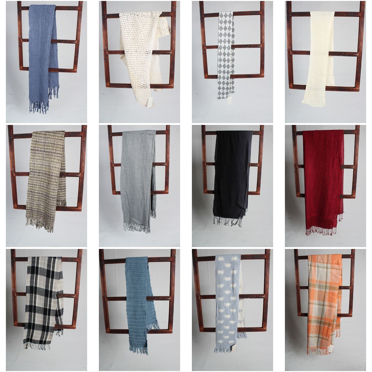 WJ205古着vintage日系秋冬羊毛呢法式意大利文艺复古风围巾披肩