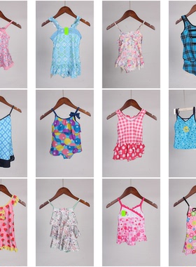 YW113古着vintage夏季游泳运动度假风海边沙滩花色儿童泳衣泳裤