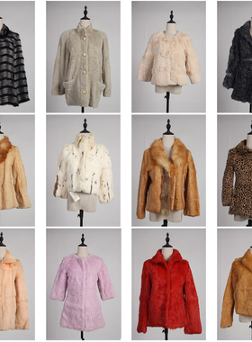 TM469古着vintage日系冬季保暖真皮草兔毛外套