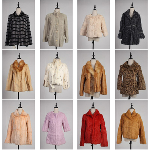 TM469古着vintage日系冬季保暖真皮草兔毛外套