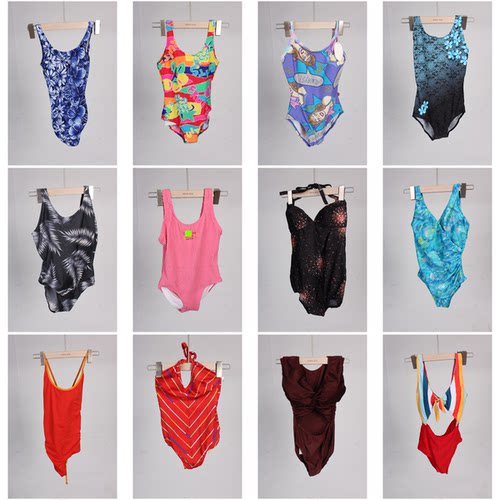 YW159古着vintage游泳海边度假风女装紧身花色连体泳衣泳裤