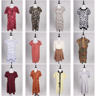 连衣裙 短袖 LX33古着vintage中古日系复古文艺港风中长款 夏季