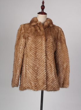 TM201-02530古着vintage冬季保暖真皮草水貂毛外套