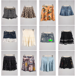 BK644古着vintage日系原宿夏季 辣妹短裙半身裙 甜美风欧美风杂志款