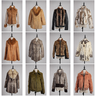 TM473古着vintage日系冬季保暖真皮草兔毛外套