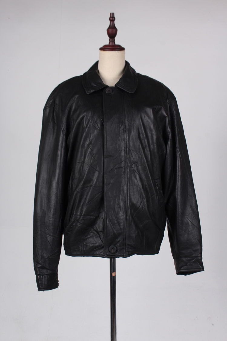 PP16-00267古着vintage秋冬复古风机车摇滚欧美真皮皮衣外套
