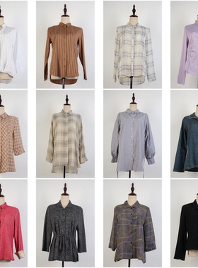 FC118古着vintage日制条纹设计款欧美风中古达人街拍春秋长袖衬衫