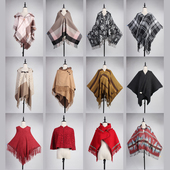 DA134古着vintage日系文艺学院风英伦法式 格子流苏秋冬斗篷披肩