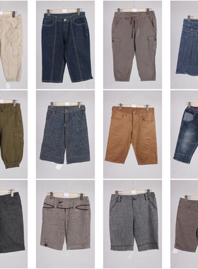 KZ182古着vintage春秋毛呢牛仔日系复古风休闲法式五分七分裤女