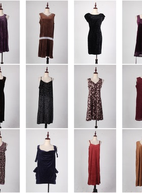 SR21古着日系赫本风古典复古风vintage中古无袖金丝绒连衣裙