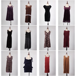 SR21古着日系赫本风古典复古风vintage中古无袖金丝绒连衣裙