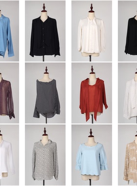 FC109古着vintage日制春夏中古文艺森系法式优雅长袖女装衬衫衬衣