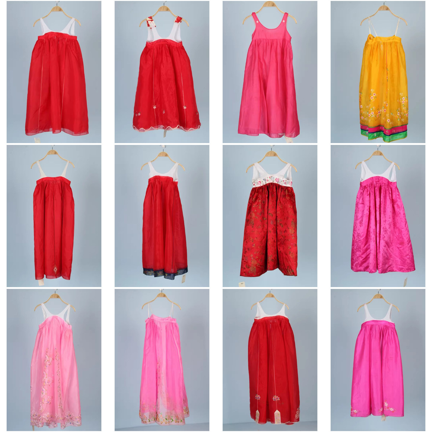 vintage古着复古韩国传统民族服装学生刺绣印花长裙朝鲜韩服17-42