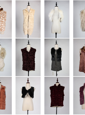 TM510古着vintage日系复古风秋冬真皮草兔毛马甲