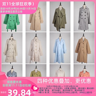 FY15古着vintage日系文艺秋冬法式 中长风衣大衣外套 意大利街拍款