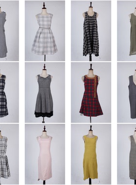 BX34古着vintage日系文艺森系复古风春秋无袖中长款背心裙连衣裙