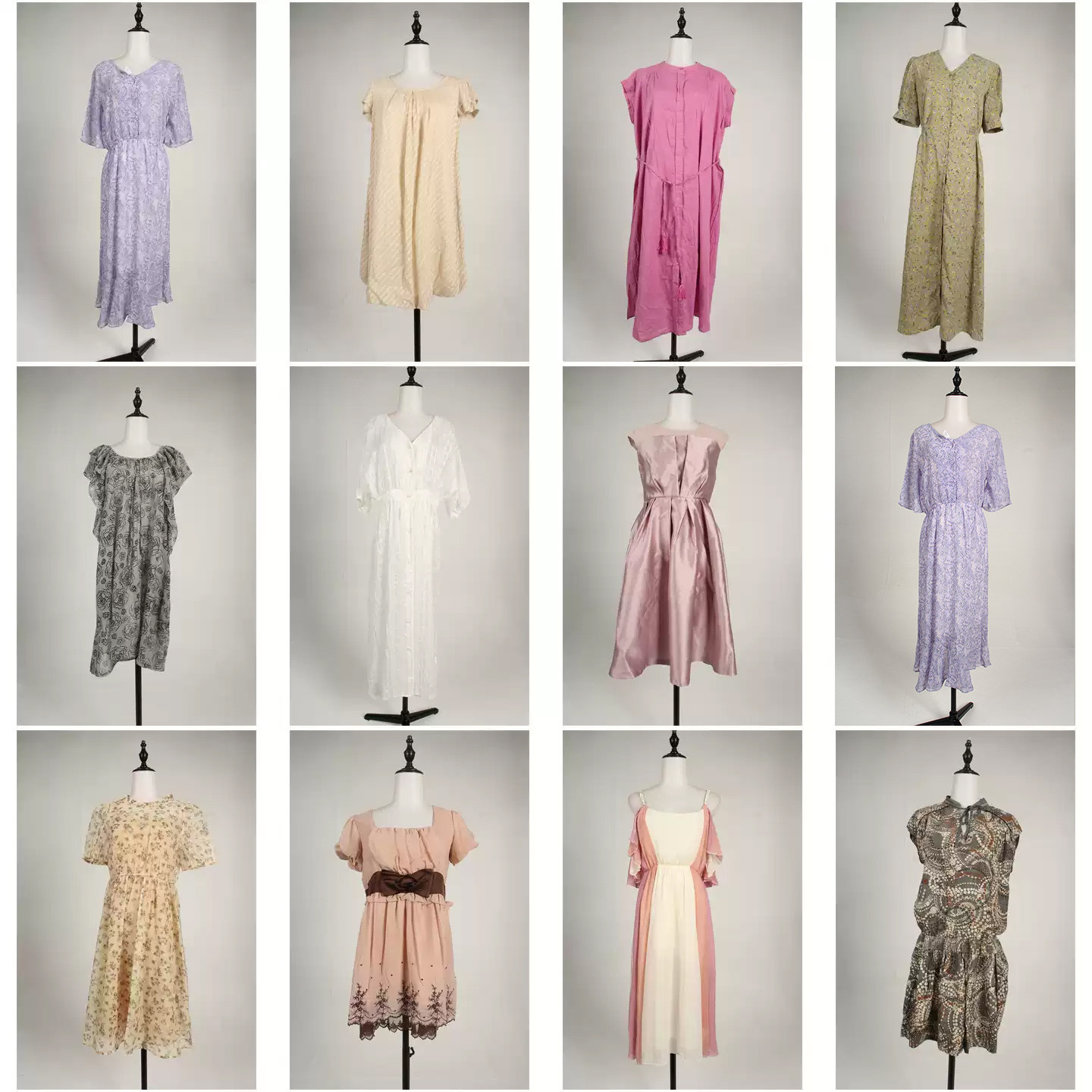 LK136古着vintage日系中古春秋复古风轻熟女装中长款连衣裙女